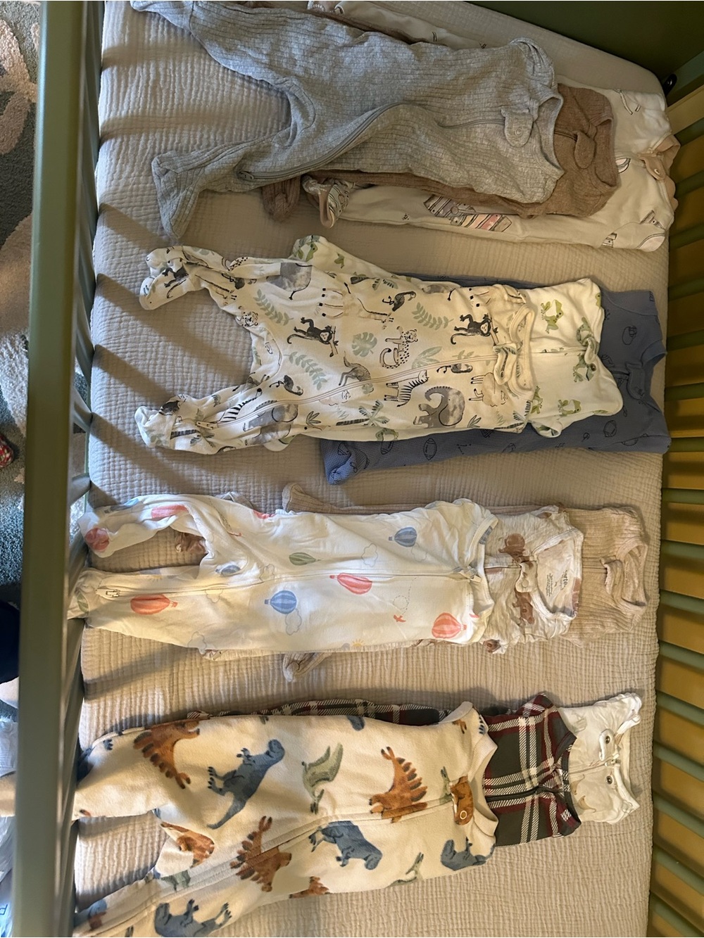 Assorted Baby Footed Sleepers - Animal & Balloon Prints (Neutral Mix)
